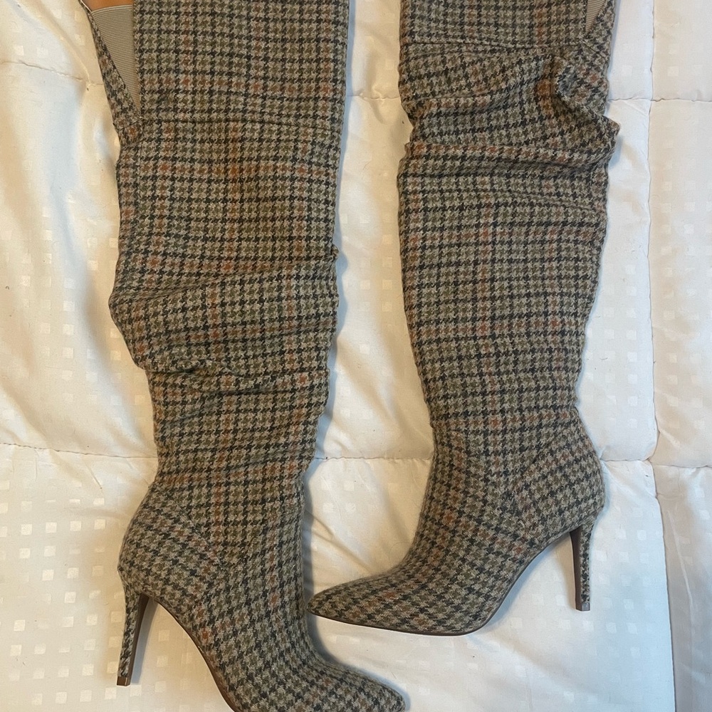 Plaid Knee-High Women's Boots